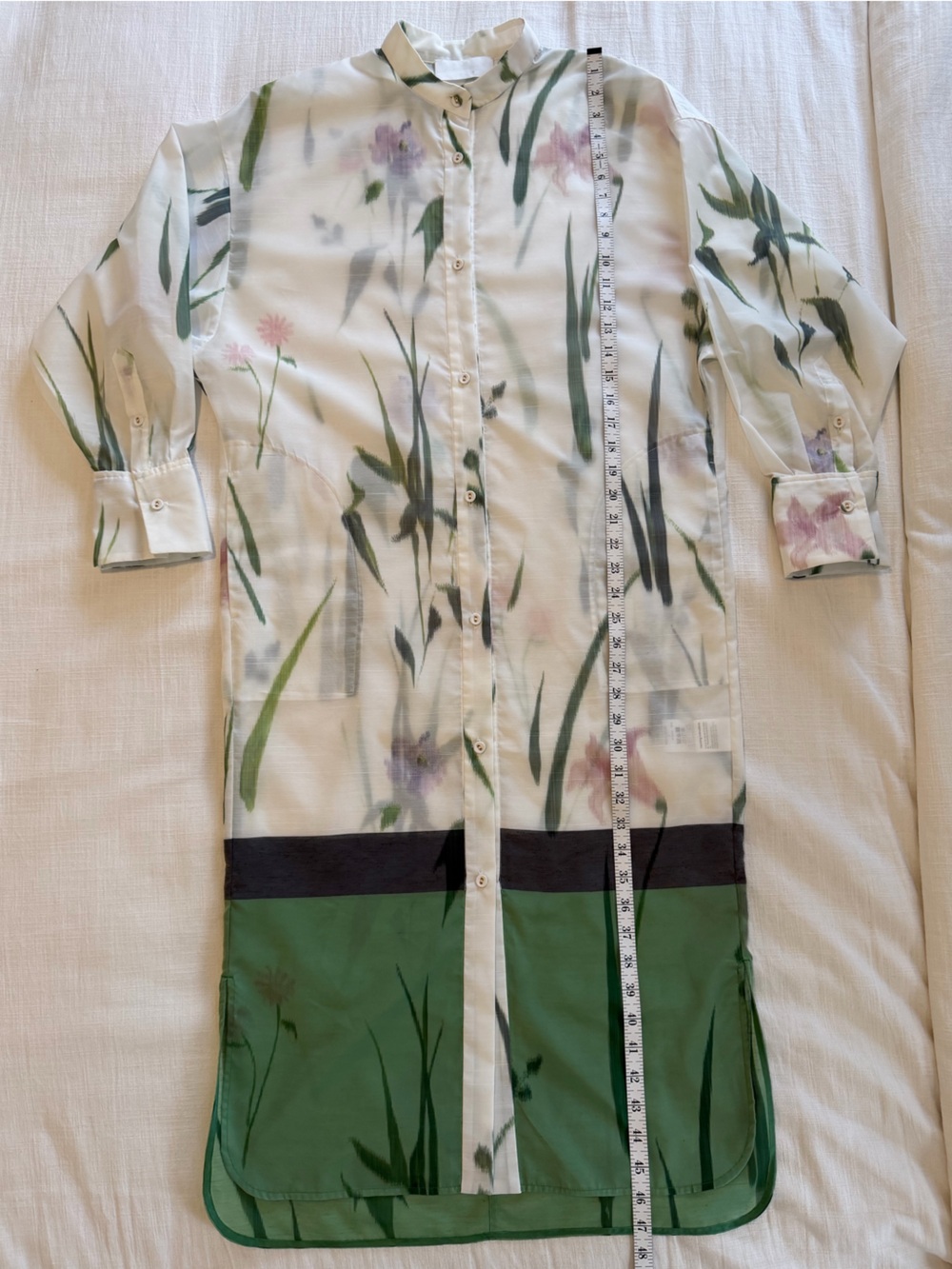 Mame Kurogouchi Sheer Floral Button Front Dress Size 2 - Picture 14 of 15